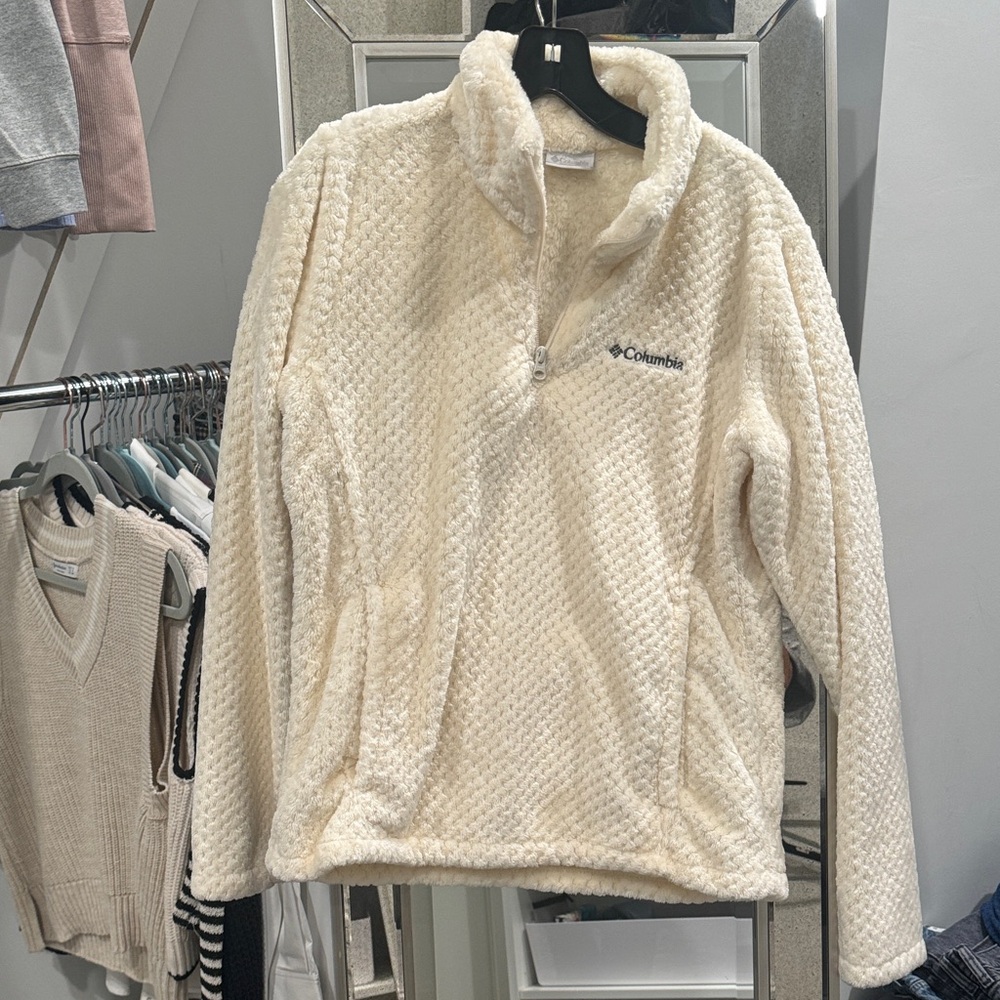 Columbia Off-White Textured Fleece Jacket